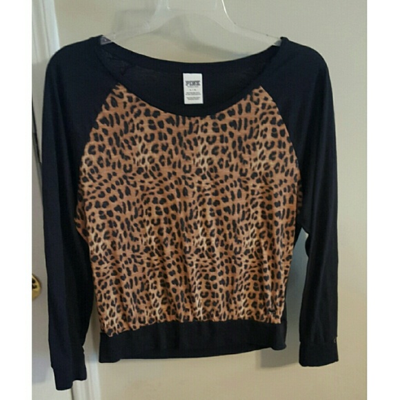 PINK Leopard print long sleeve shirt