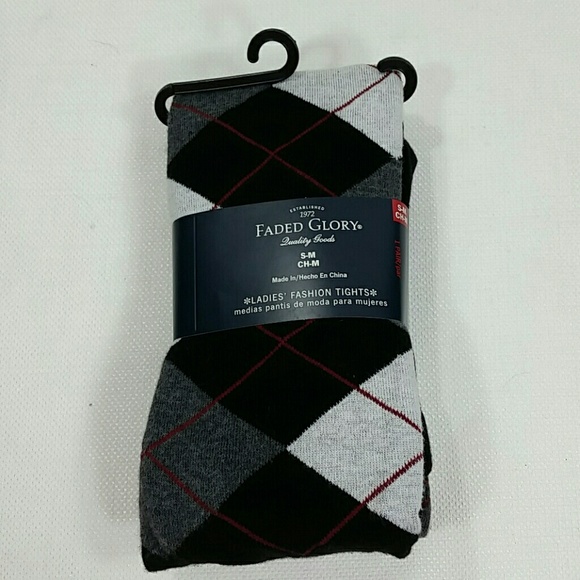 Brand new black and gray argyle print tights