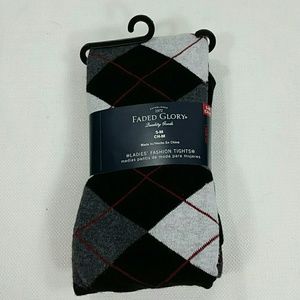 Brand new black and gray argyle print tights