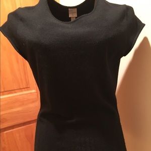 Cap Sleeve Black Cashmere Top