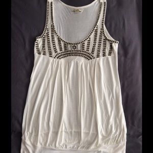 White dress racer back shirt.