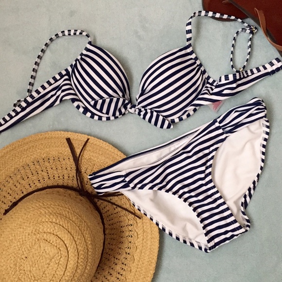 Blue and White Stripe Bikini