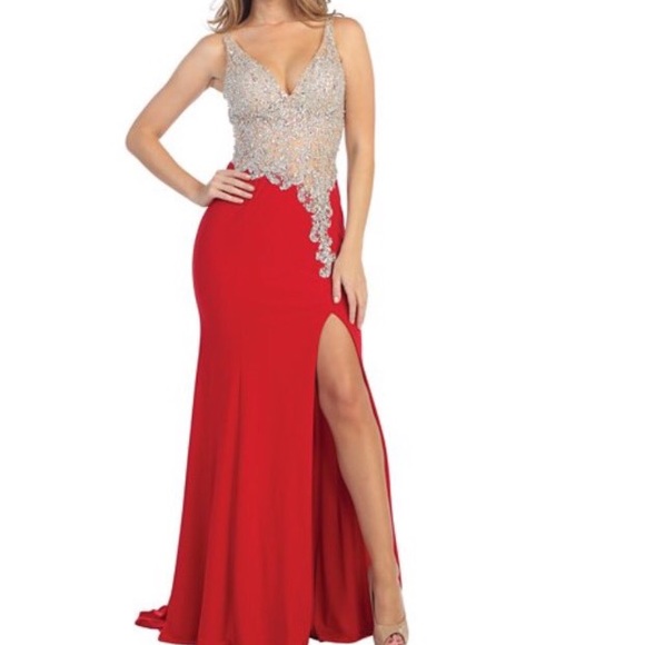 Beautiful Red Jeweled Prom Dress