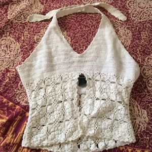 Crocheted halter crop top