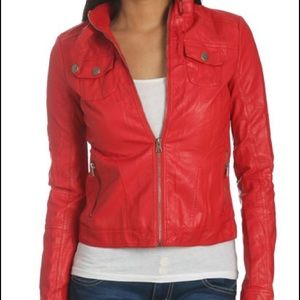 Wet Seal Crinkled Moto Jacket (red)