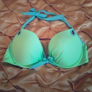 Victoria's Secret Green and Blue Halter Bikini Top