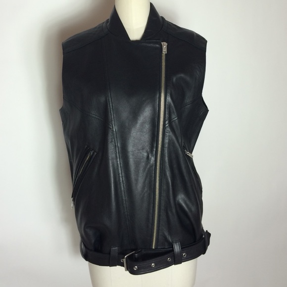 IRO black leather Moto vest, euro sz 34/ Small