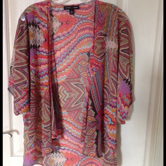 Multicolor chiffon kimono