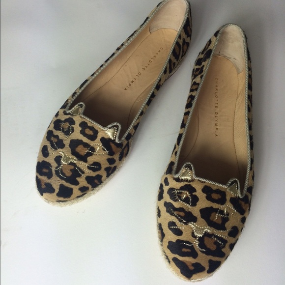 Charlotte Olympia Kitty Flats in leopard sz 40/10