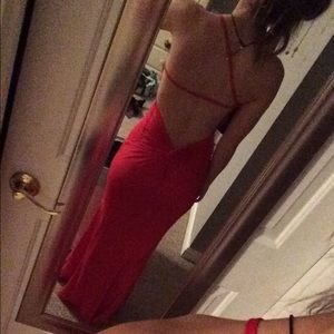 Tight long red prom dress