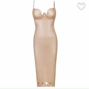 Beige/Nude Vegan Leather Bodycon. Bustier Dress