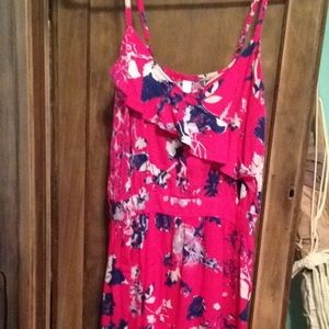 Knee length pink floral dress