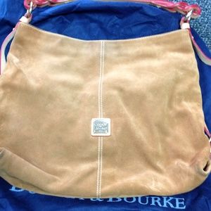Dooney & Bourke suede hobo with leather handle