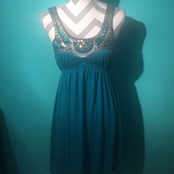 Dresses & Skirts - Turquoise Sequin Detailed Dress