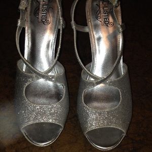 Sparkly silver heels