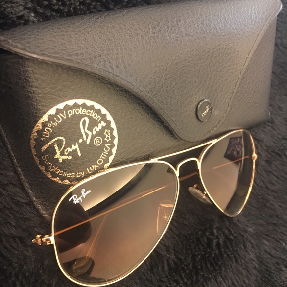 Authentic Ray Ban aviators with gold rim