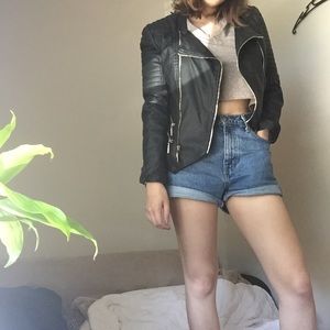 Pleather bomber jacket
