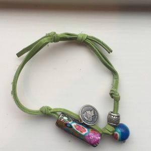 Leather charm bracelet