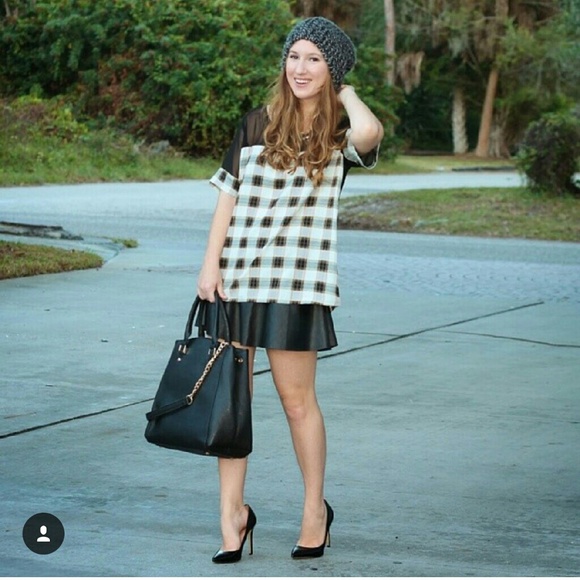 Plaid and Sheer Boxy Top