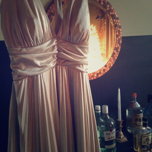 Gold Satin Halter Dress