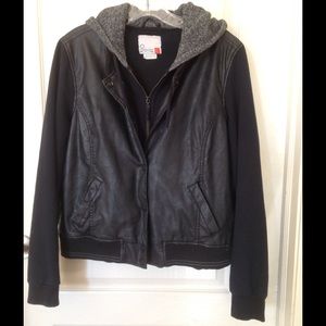 Vegan leather and knit jacket by Empyre, L