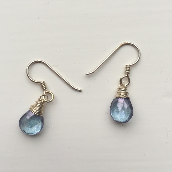 Blue Teardrop Earrings - Picture 2 of 2