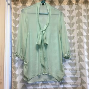 Sheer turquoise blouse from forever 21