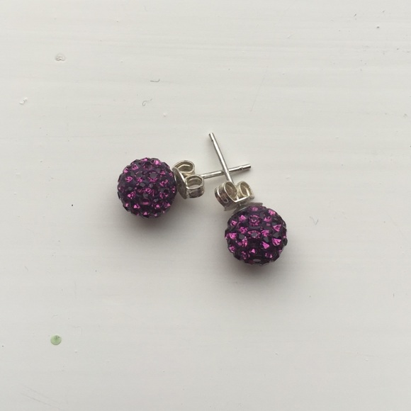Purple Crystal Studs - Picture 1 of 2