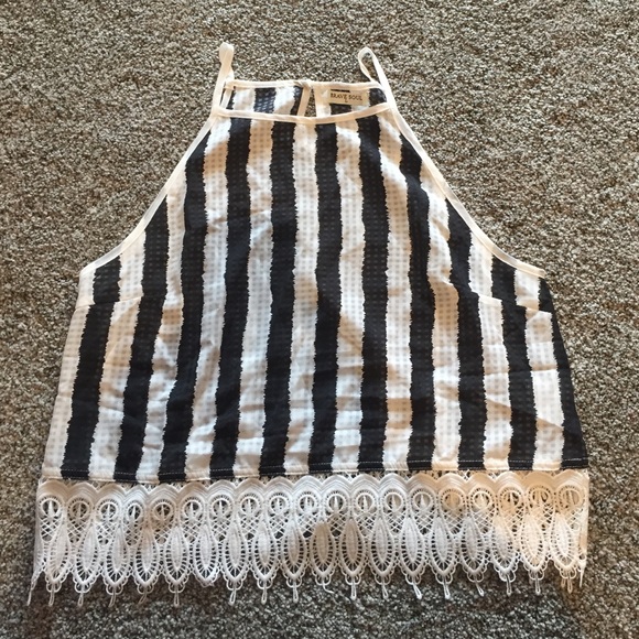Brand New Never Worn! Striped High neck tank Large - Picture 1 of 2