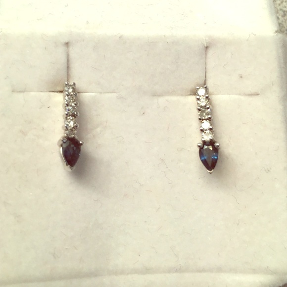 Diamond and Sapphire Post Earrings