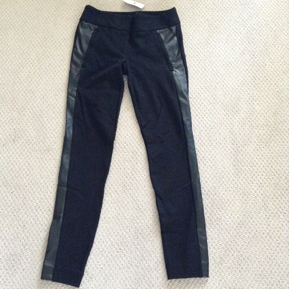 NWT Ann Taylor Loft Faux Leather Stripe Leggings