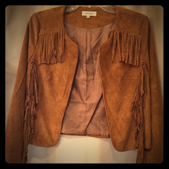 Stitch Fix Jackets & Blazers - EUC: Tan Faux Suede Fringe Boho Festival Jacket- M