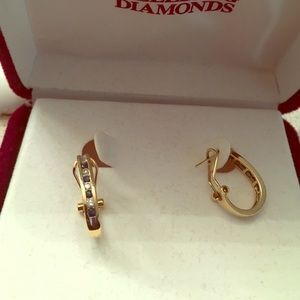 Diamond and Sapphire Gold Oval Loop Earrings