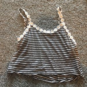 Striped crop top with daisy lining