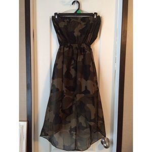 Camouflage Open Back High Low Dress