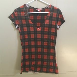 Red-Orange Plaid Shirt