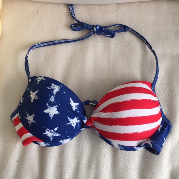 Red white and blue stars halter bikini top
