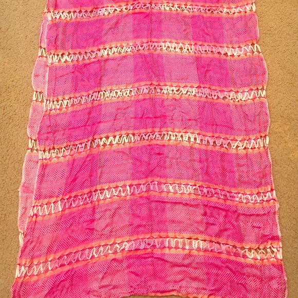 Pink Scarf/ mini chevron design, 100% viscose
