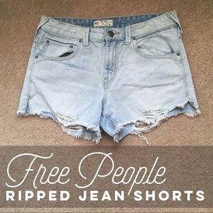 Free People Ripped Jean Shorts