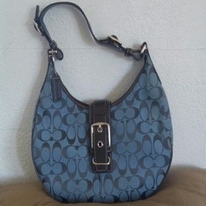 Coach Medium Blue and Brown Hobo Buckle Flap Belt