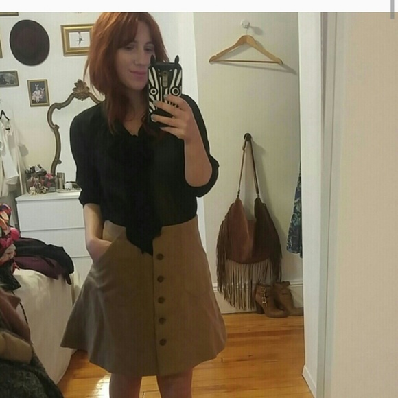 j.crew wool button up skirt