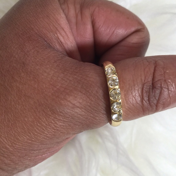 Gold Rhinestone Band Ring - Picture 2 of 4
