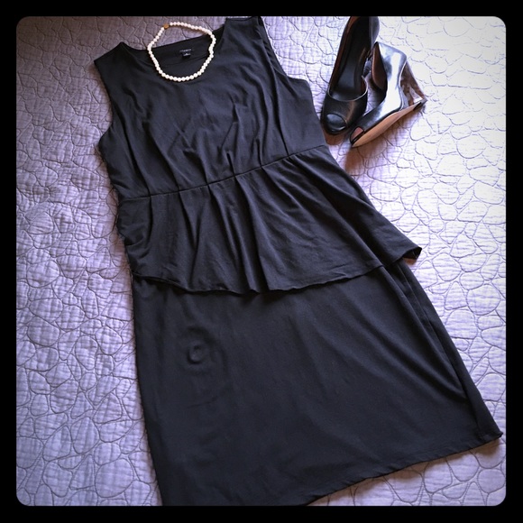 Ann Taylor black peplum dress LBD