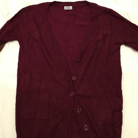 Burgundy sweater with elbow patches