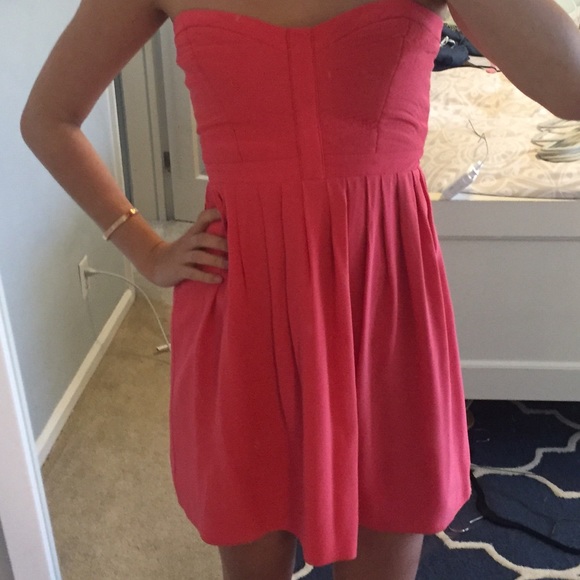 strapless Parker orangey pink summer dress - Picture 2 of 6