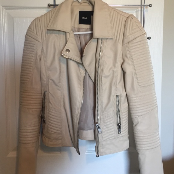 Asos cream leather jacket