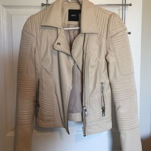 Asos cream leather jacket