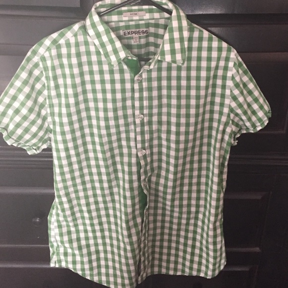 🦄 Green/White Checkered button down Men's Size L