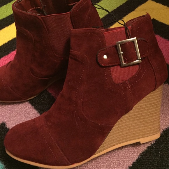 Suede Burgundy Booties - Picture 3 of 3