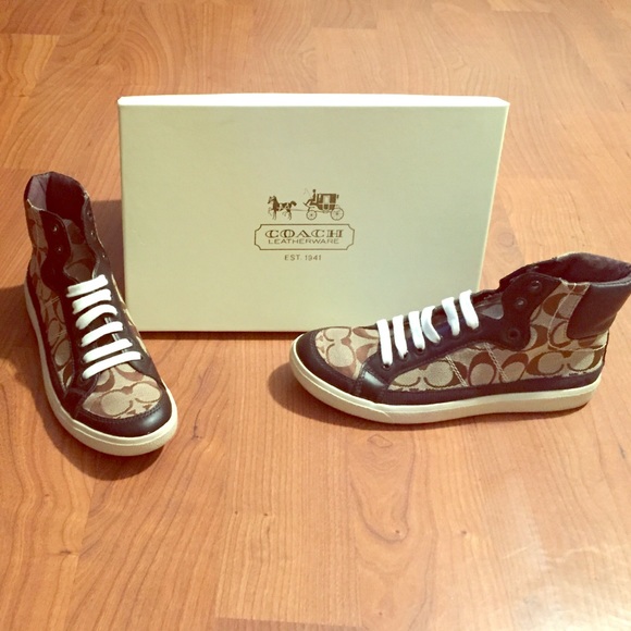Coach Shoes - COACH high top monogram sneakers